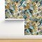 Animal Print Watercolor Jungle Nature Teal Gold Custom Removable Wallpaper by Spoonflower Peel & Stick Wallpaper 2FT Wide